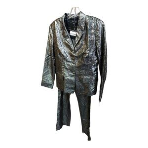 Nicole Miller Gray with Gold Silver Foil Overlay Blazer & Pants - New with Tags‎